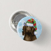 Happy Howlidays Flat-coated Retriever Button (Voorkant /achterkant)