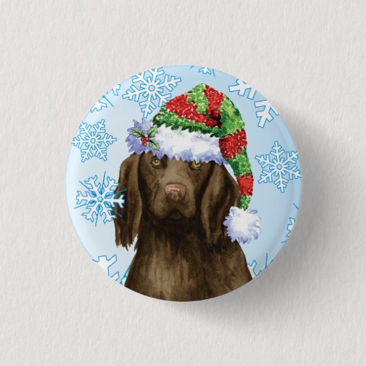 Happy Howlidays Flat-coated Retriever Button (Voorkant)