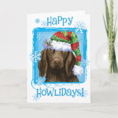 Happy Howlidays Flat-coated Retriever Holiday Card Feestdagen Kaart (Voorkant)
