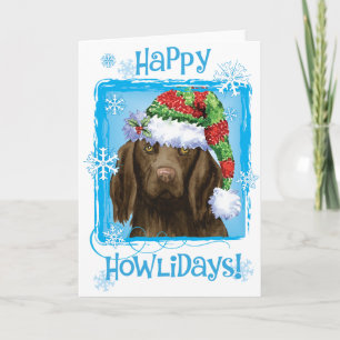 Happy Howlidays Flat-coated Retriever Holiday Card Feestdagen Kaart