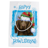 Happy Howlidays Flat-coated Retriever Medium Cadeauzakje (Achterkant)