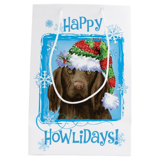 Happy Howlidays Flat-coated Retriever Medium Cadeauzakje (Achterkant)