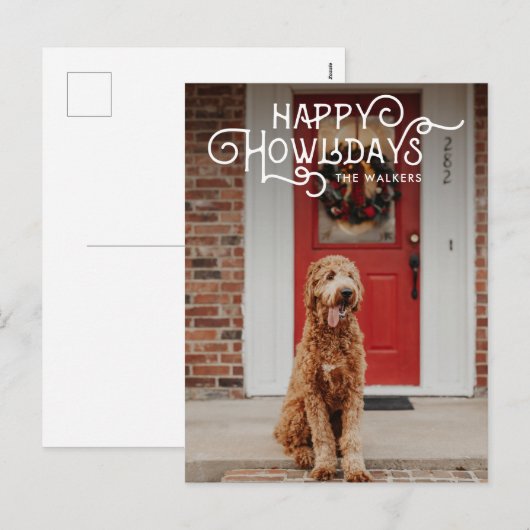 Happy Howlidays | Foto Pet Feestdagenkaart (Voorkant / Achterkant)