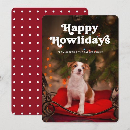 Happy Howlidays | Foto van uw hond grappig kerstfe Feestdagenkaart (Voorkant / Achterkant)