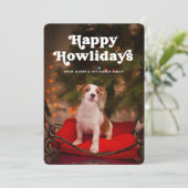 Happy Howlidays | Foto van uw hond grappig kerstfe Feestdagenkaart (Staand voorkant)