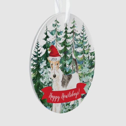 Happy Howlidays Fox Terrier Dog Kerstmis Ornament (voorkant)