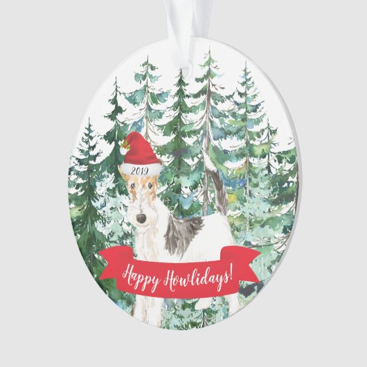 Happy Howlidays Fox Terrier Dog Kerstmis Ornament (voorkant)