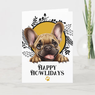 Happy Howlidays French Bulldog Dog Kerstmis Feestdagen Kaart