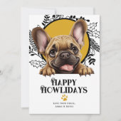 Happy Howlidays French Bulldog Dog Kerstmis Feestdagenkaart (Voorkant)