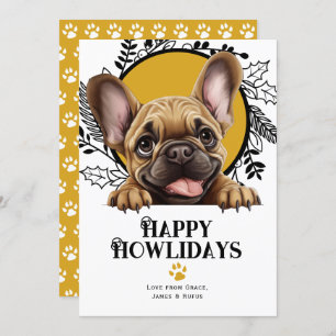 Happy Howlidays French Bulldog Dog Kerstmis Feestdagenkaart