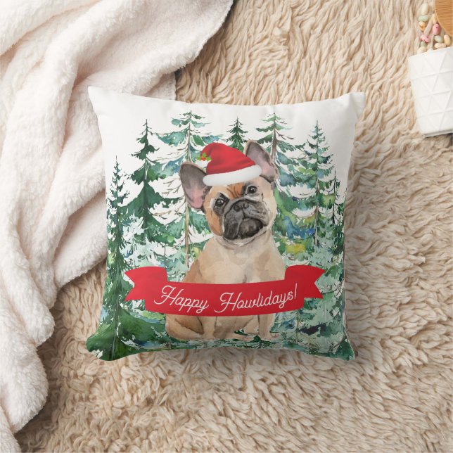 Happy Howlidays French Bulldog Dog Kerstmis Kussen (Deken)