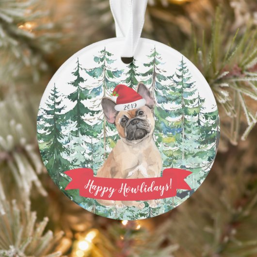 Happy Howlidays French Bulldog Dog Kerstmis Ornament (Boom)