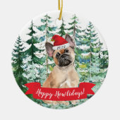 Happy Howlidays French Bulldog Dog kerstornam Keramisch Ornament (Voorkant)