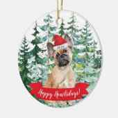 Happy Howlidays French Bulldog Dog kerstornam Keramisch Ornament (Links)