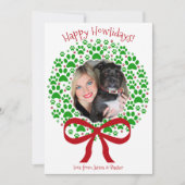 Happy Howlidays Fun Paw Print kransfoto Feestdagenkaart (Voorkant)