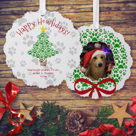 Happy Howlidays Fun Paw Prints Hond Foto Vakantie Ornament Kaart