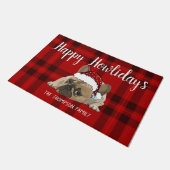 Happy Howlidays Funny Kerstfranse bulldog Red Deurmat (Schuin)