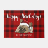 Happy Howlidays Funny Kerstfranse bulldog Red Deurmat (Voorkant)