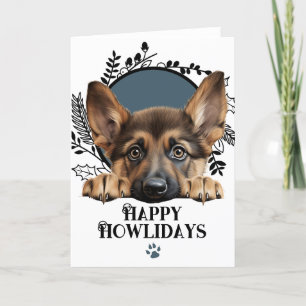 Happy Howlidays German Shepherd Dog Kerstmis Feestdagen Kaart