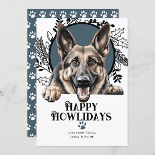 Happy Howlidays German Shepherd Dog Kerstmis Feestdagenkaart