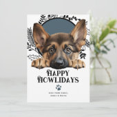 Happy Howlidays German Shepherd Dog Kerstmis Feestdagenkaart (Staand voorkant)