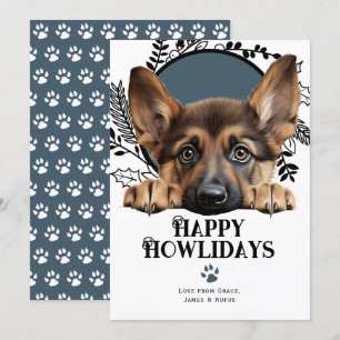 Happy Howlidays German Shepherd Dog Kerstmis Feestdagenkaart