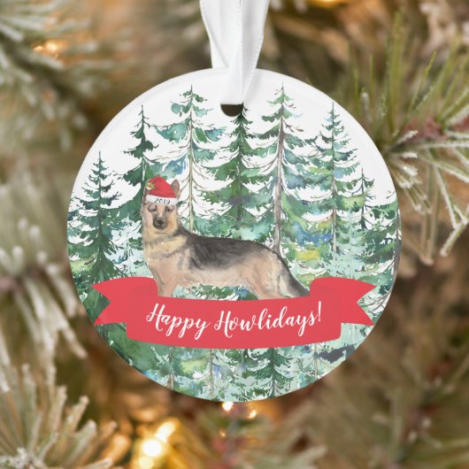 Happy Howlidays German Shepherd Dog Kerstmis Ornament (Boom)
