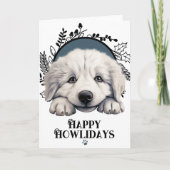 Happy Howlidays geweldige pyreneeën Hond Feestdagen Kaart (Voorkant)