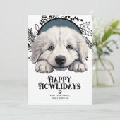 Happy Howlidays geweldige pyreneeën Hond Feestdagenkaart (Staand voorkant)