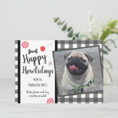 Happy Howlidays Gingham Dog Kerstmis Feestdagenkaart (Staand voorkant)