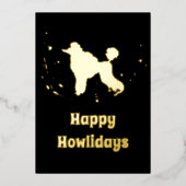 Happy Howlidays Gold Abstract Poodle Dog Kerstmis Folie Feestdagenkaart (Voorkant)