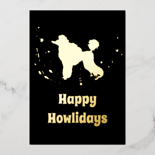 Happy Howlidays Gold Abstract Poodle Dog Kerstmis Folie Feestdagenkaart (Voorkant)