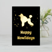Happy Howlidays Gold Abstract Poodle Dog Kerstmis Folie Feestdagenkaart (Staand Voorkant)