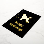 Happy Howlidays Gold Abstract Poodle Dog Kerstmis Folie Feestdagenkaart (Gedraaid)
