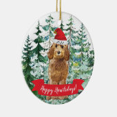 Happy Howlidays Golden Cockapoo Keramisch Ornament (Rechts)