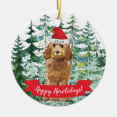 Happy Howlidays Golden Cockapoo Keramisch Ornament (Voorkant)