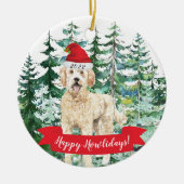 Happy Howlidays Golden Doodle Dog Kerstmis Orname Keramisch Ornament (Voorkant)