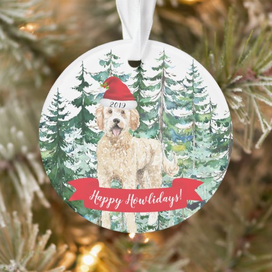 Happy Howlidays Golden Doodle Dog Kerstmis Ornament (Boom)