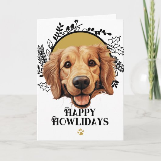Happy Howlidays Golden Retriever Dog Kerstmis Feestdagen Kaart (Voorkant)