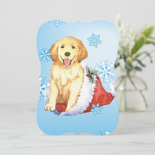 Happy Howlidays Golden Retriever Feestdagenkaart (Staand voorkant)