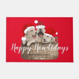 Happy Howlidays grappige, leuke buldog Xmas red Deurmat