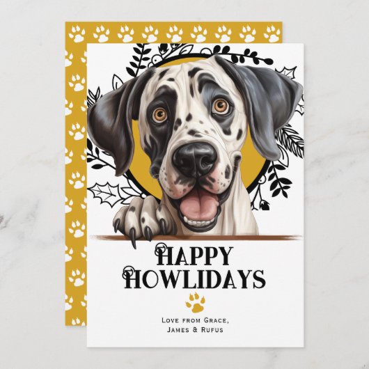 Happy Howlidays Great Dane Dog Kerstmis Feestdagenkaart (Voorkant / Achterkant)