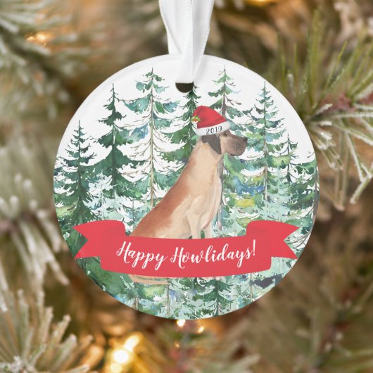 Happy Howlidays Great Dane Dog Kerstmis Ornament (Boom)