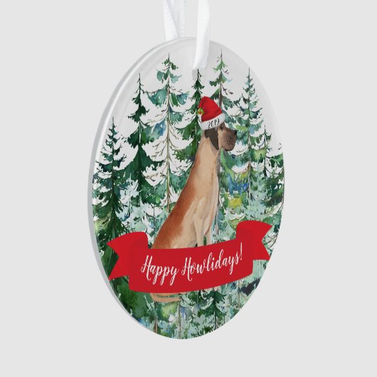 Happy Howlidays Great Dane Dog Kerstmis Ornament (voorkant)