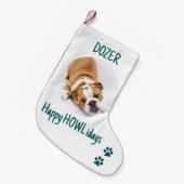 Happy HOWLidays Green Kerstmis foto Kleine Kerstsok (Voorkant (Hangend))