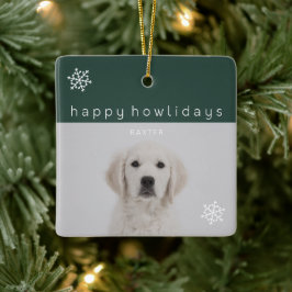 Happy Howlidays Green Photo Pet Keramisch Ornament
