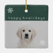 Happy Howlidays Green Photo Pet Keramisch Ornament (Achterkant)