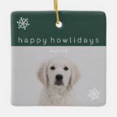 Happy Howlidays Green Photo Pet Keramisch Ornament (Voorkant)