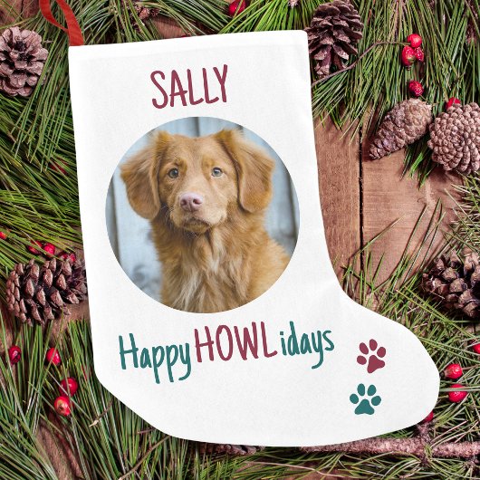 Happy HOWLidays Green Red kerstfoto Foto Kleine Kerstsok