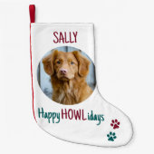 Happy HOWLidays Green Red kerstfoto Foto Kleine Kerstsok (Voorkant)